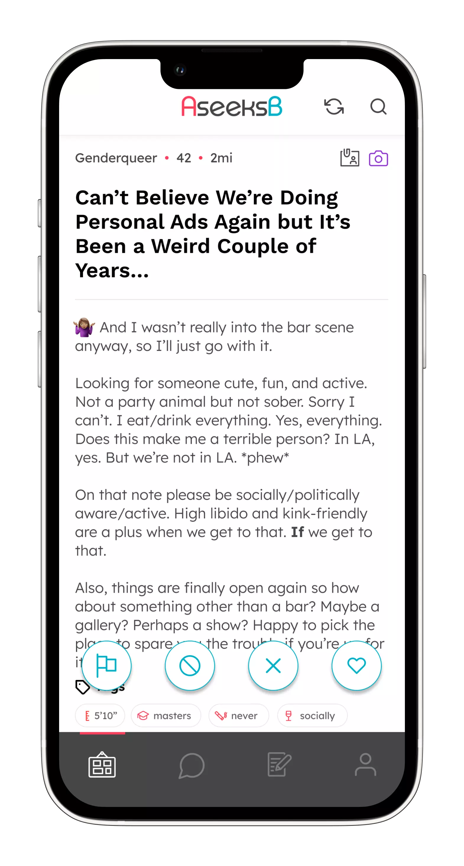 AseeksB app - let them know you have pics