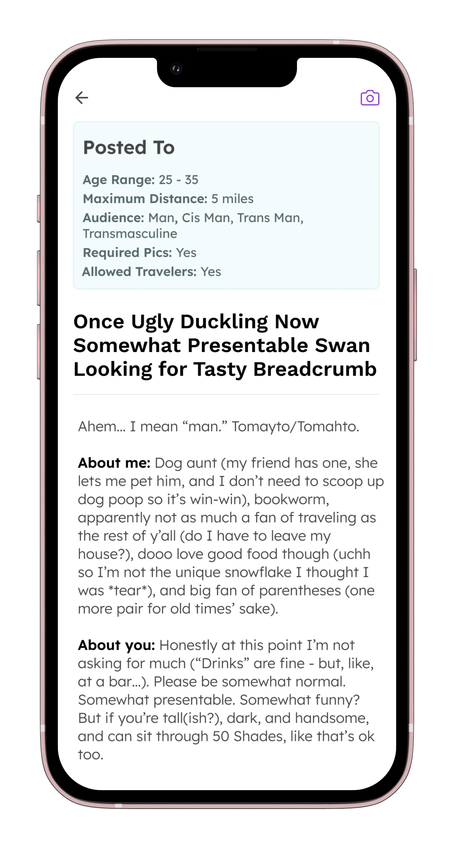 AseeksB app - tap on your post to see it